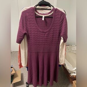 Xhilaration Women's L Burgundy Ribbed Knit Fit-and-Flare Sweater Dress or tunic